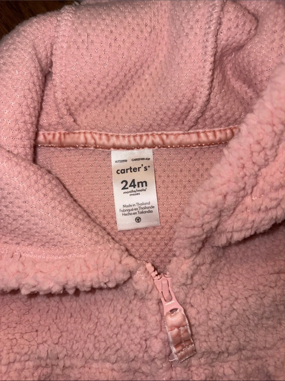 Carter's Pink Sherpa Hooded Vest and Striped Leggings 24 Months